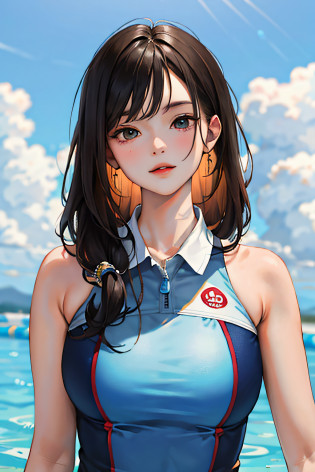 (Masterpiece:1.2, Best quality), (Real picture, Intricate details), (1lady, Solo, Upper body,) The clothes ar?swimming uniform