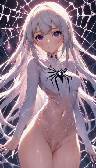 Adolescente Chica?Spider spirit?(spiderwebs),(hermosos pies), (Hermosos dedos)?Pelo largo blanquecino,Ojos claros y brillantes?pelos brillantes, (Primer plano de la mano ultra detallado), ((Primer plano detallado de la cara)), (seda ligera), (Tul glaseado??(Subtle warm light), (extremadamente colorido), movie special effects, Edificio antiguo? (Huge spiders),Obra maestra a mano alzada, Ultra - detallado, epic composition, Alta calidad, HighestQuali, 4k