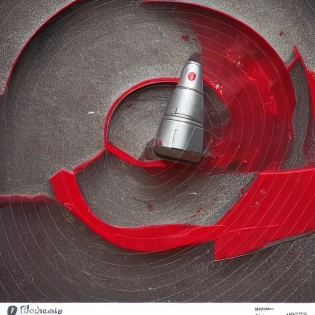 A classic aerial drone IN METALIC PAINT GREEN RED AND WHITE LIKE LOGO OF LIUT barreling ammunition, against a background of light SKY