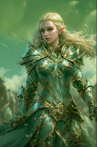 high details, best quality, 8k, [ultra detailed], masterpiece, best quality, (extremely detailed), dynamic angle, ultra wide shot, photorealistic, fantasy art, dnd art, rpg art, realistic art, a wide angle, (((anatomically correct))) a picture of an elf knight, elf warrior, princess knight, shinning knight, ready for battle with her mount (intense details, Masterpiece, best quality: 1.5), female elf (intense details, Masterpiece, best quality: 1.5), ultra detailed face, ultra feminine, fair skin, exquisite beauty, gold hair, long hair, wavy hair, small pointed ears, dynamic eyes color, wearing heavy elven armor, shinning metal, armed with elven sword Divine_sword_Irelia, standing near her mount, dynamic mount , green meadows, blue skies background and some clouds background depth of field (intricate details, Masterpiece, best quality: 1.5), full body (intricate details, Masterpiece, best quality: 1.5), high details, best quality, highres, ultra wide angle