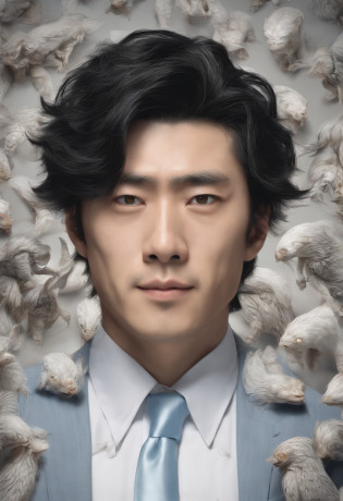 A close-up of a man in a suit and tie, shinji, shinichi sakamoto, Shinji Ikari, yukito kishiro, inspired by Hisui Sugiura, aramaki shinji, yukio - e, tsubasa nakai's style, inspired by Matsumura Goshun, miura kentaro style