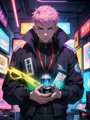 8??high-level image quality?One Man?systems engineer?overtime?Energy drinks?Energy drinks?Neon Street?TOKYOcty?s Office?personal computers?keyboard?Cable Cyberpunk?Vivid Color?Shadows are vivid colors?Clear wording?Clear eyes and nose?salaryman?officeworker?Near future?Surrounded by liquid crystals?toil?neck tie?jaket?Clear contour lines?8K?Clear facial expression parts?The face is clearly visible?Employee ID card hanging from the neck?Anime Touch?Comic style?digital?Electromechanical?Acrobatic regime?Movie Poster Style?Vivid Color?Pop Design?businessman?Shadows are vivid colors?Energy Drinks?Cans of energy drinks are scattered?Put the capsule-type drug on the tongue?Scattered with the drug in capsule form?psychedelic colors?Psychopaths?Halo is pointing?god?Deities?Right?Vibrant colors across the screen?Clown makeup?Mandala in the background?Buddhist Zazen?Psych?businessman?satori?Eyes?A meditative?Covered by keywords and mice and electronics?Holding medication in the mouth?The pupil of the eye is open?