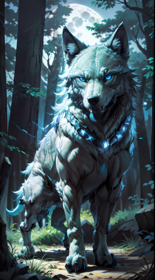 (Photorealistic open image) Super wolf protector of the pack, 