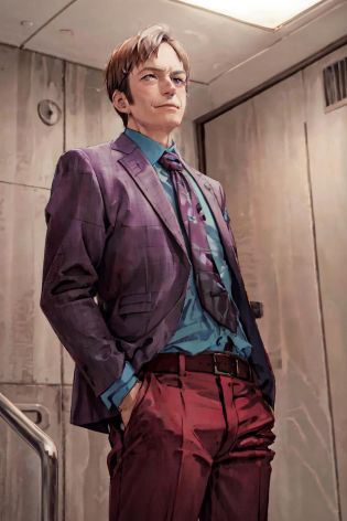 (best quality, masterpiece, RAW photo,ultra-detailed:1.2), <lyco:GoodHands-beta2:1.0>,looking at viewer, 
 <lyco:Saul:0.95>Saul,GS-Girlish:0.5, formal suits, formal pants, dynamic ungle, stylish pose, from below,