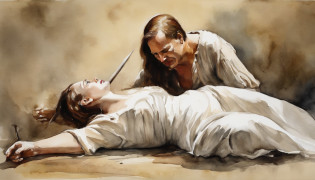 Udist beheading Putin?Artemisia Gentileschi style?To a woman Putin was decapitated with a sword