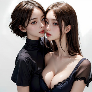 Two people facing each other face to face?Two people hugging each other tightly?Look firmly at the camera?puss?Mouth-to-mouth kiss for two people?Two people hugging and kissing?kiss?lilie?Lesbian couple?Lily couple?kiss?the kiss?Deep kissing?puss?kiss?Two pretty and pretty girls??masterpiece?finely best quality?realisticlying?realisitic?Seductive bright smile?short clean hair with bangs?Loose business shirt?enticing eyes?large full breasts?(cleavage of the breast)?(Immaculate white background with nothing really)?(28 year old??extremely detaile?tall?neck long?Straighten your back?Put your ears out?Highlights in the eyes?lipgloss?glowy skin?White-colored skin?Clean collarbone?closes mouth?Happily?Nice proportions?lovely?Adorable?Two people kissing?Two people touching each other's breasts