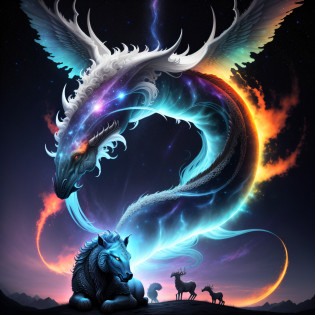 majestic mystical creature, astronomical, galaxy-devouring, extremely detailed
