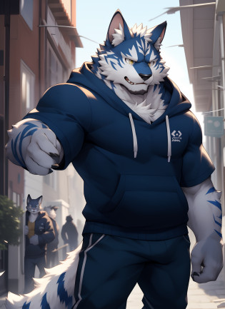 nj5furry???catss?hoody???White fur?male people?komono???Extremely realistic shadows?tmasterpiece?extremely detaile?Photorealsitic???
??catss???Strong?Mature male?dynamicposes