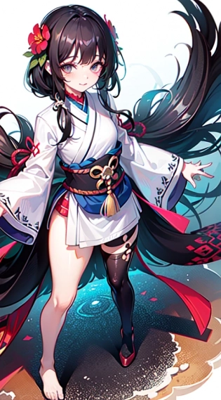(full body visible), (thick thighs), stechu, (white background:1. 4), ((tachi-e)), original, (illustration:1. 1), (best quality), (masterpiece:1. 1), (extremely detailed CG unity 8k wallpaper:1. 1), (colorful:0. 9), (panorama shot:1. 4), (solo:1. 2), (ink splashing), (color splashing), ((watercolor)), clear sharp focus, { 1girl standing }, ((korean style )), flower background, outdoors, rocks, looking at viewer, soft smile, pure, beautyfull detailed face and eyes, beautyfull intricacy clothing decorative pattern details, black hair, black eyes, colorwater