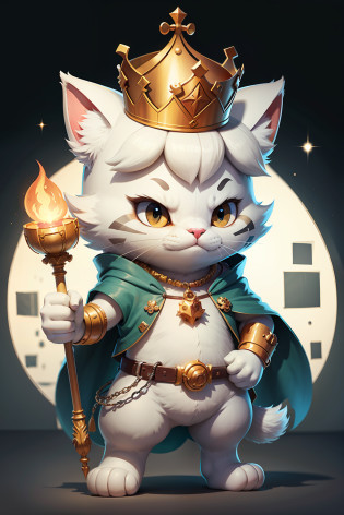 c4tt4stic?One wears a crown and holds a scepter?Cartoon cat in papal costume?