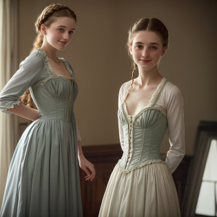 Amazingly beautiful British girls
22 years old, her best age, standing alone in front of the camera, smiling at the camera, smiling, liking you, marriage proposal,
19th century, Belle �poque, Victorian
corset, white stockings,
Les Mis�rables, Cosette, realistic proportions, historical films,
Victorian hairstyles, braids, loop hair, 
realistic face, visible veins, moles, hair, blood vessels, hair on the arms, fine spots, (((freckles)), long eyelashes, average proportions, healthy figure, big,
(Nice to meet you), (Vivid), (Digital Color), (Nikon), (?7),(Unreal Engine), (Color Photography), (Color Photography), (Color Photography), (Portrait Photography), (Ultra HD: 1.2), (Photorealism: 1.4), (8K, RAW Photography: 1.2), (Soft Focus: 1.4), (18 years old) : 1.3), (Sharp Focus: 1.4), Beautiful face with attention to detail, award-winning photo of lonely and beautiful young Caucasian (Victorian woman: 1.6) (Gorgeous Victorian living room: 1.2) (Victorian wallpaper: 1.2) (Victorian wallpaper: 1.2) (Victorian furniture: 1.2) (Victorian carpet: 1.2) (Rich: 1.4), erotic, sensual, pubic hair, natural light , (()), Brothel, Luxury, (Colored Photography), (Portrait Photography), (Ultra High Resolution: 1.2), (Photorealism: 1.4), (8K, RAW Photo: 1.2), (Soft Focus: 1.4), (18 years old: 1.3), (Sharp Focus: 1.4), Zoom in on face, Close-up on face, Head shoot, Zoom in on head, Close up, ID photo,