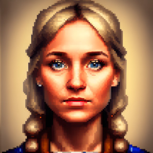 pixelart portrait, professional photograph of a beautiful realistic Finnish female with normal face, award winning image, best image in the world, masterpiece, <lora:pixhell:1>