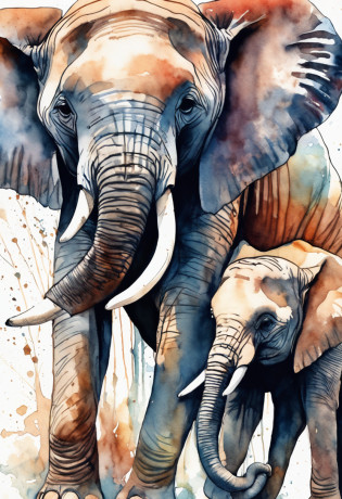 Drawing of a baby elephant with large tusks and small fangs, Colored elephant art, Stunning artwork, stunning art, beautiful painting of a tall, Water Paint Art, beautiful artwork, watercolor detailed art, gorgeous art, Awesome art, watercolor paiting, elephant, Focus on elephants, Exotic Watercolor Artwork, amazing, Beautiful Art