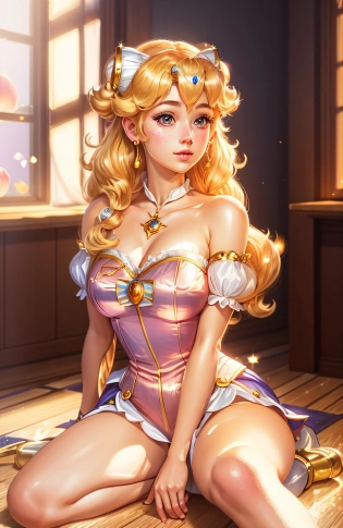 sailor girl sitting on the floor in a room with a window, portrait of princess peach, princess peach), princess peach, a human-like juicy peach, 8k high quality detailed art, extremely detailed artgerm, peach, highly detailed exquisite fanart, princess portrait, fanart best artstation, danbooru and artstation, super detailed render, blonde - haired princess