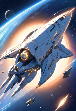 Ivory white and gold-plated starship?Such as StarCraft prototypes, A two-winged spaceship flying in the sky at night, Dark ( Spaceship ), scifi spaceship, cartoon fantasy spaceship, futuristic spaceship, alien space ship flying in space, spaceship far on the background, A spaceship in dark space, futuristic starship, detailed spaceship, Spaceship, space ship in space, legendary space ship, big weird spaceship, small starship near, space ship