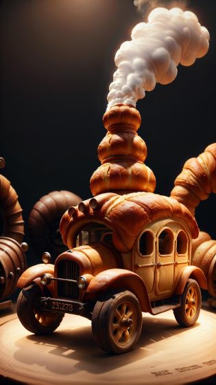 CroissantStyle a museum depicting the history of steam power and its modern mechanical reinterpretations <lora:CroissantStyle:0.6>