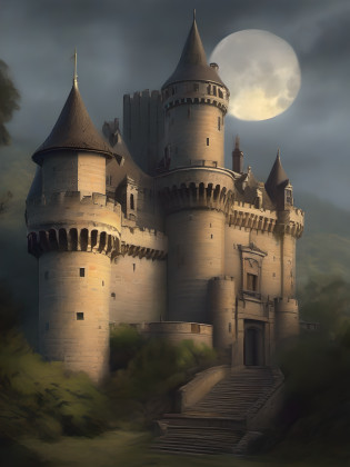Un embrujo, (gothic style:1.2), (malhumorado:1.1) Pintura de un majestuoso y ominoso castillo oscuro, encaramado en lo alto de un acantilado rocoso, (envuelto en niebla), (illuminated by the pale light of the moon), (Dramatic lighting), (Detalles intrincados), (enfatizando la arquitectura del castillo:1.3), (tendencias en Artstation), (cinematic quality), (painterly textures), (Mysterious atmosphere), (Sombras siniestras), (Magnificent structure), (Attention to the history of the castle:1.2), (tendencias en CGSociety), (con un toque de elementos sobrenaturales), (ilustraciones de Antonio Moro y Greg Manchess), (Tendencias en Behance), (Calidad de National Geographic), (foco n�tido), (Capturando la grandeza del castillo:1.1), (Renderizado hiperrealista), (tallas de piedra detalladas), (Renderizado del motor irreal:1.2), (Detalles estilizados:1.1), (Clima oscuro y tormentoso), (Attention to the surroundings of the castle:1.1).