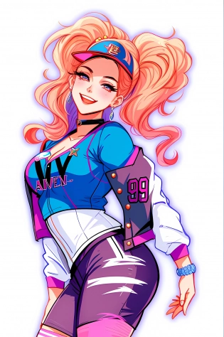 a cartoon drawing of a woman with a baseball uniform and a baseball cap, jen bartel, lois van baarle and rossdraws, 90s comic book character design, betty cooper, lois van rossdraws, ross tran style, rossdraws cartoon vibrant, artgerm and lois van baarle, harley quinn, adam hughes, harley queen