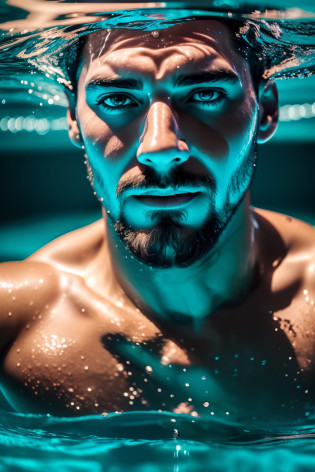 (Agregar efectos Alberto Seveso arte ), Arafed man in blue swimming cap swimming in the water, Shutterstock, Toma de retrato, Retrato de un hombre bajo el agua, Toma de retrato en primer plano, foto fija, en el agua hasta los hombros, athletic fashion photography, en el agua! hasta los hombros, en el agua, underwater swimming, media cara en el agua, swimming, close-up fantasy with water magic, movimiento, , salpicaduras, gotas, (Vista de primer plano ) , cinematography lighting, efecto de luces led multicolores en el agua de la piscina, salpicaduras multicolores, gotas multicolores, Alberto Seveso Arte,, ultra-high def, no borroso, Texturas, ..3d, cinematic landscape ,Agregar muchos efectos de gotas y salpicaduras multicolores) Hay una bola de colores flotando y salpicando agua muchas salpicaduras y gotas muticolores, Super renderizado en octanaje renderizado, Renderizado en Cinema 4D, Renderizado en Cinema4D, creado en octane render, Render de octanaje colorido, renderizado en renderizado de octano, global ilumination. VFX, Renderizado en octanaje renderizado 32K, Renderizado en Cinema 4 D Octane, Incredible octane rendering, Realistic octane rendering Close-up fantasy with water magic, movimiento, salpicaduras, gotas, (Vista de primer plano ) , cinematography lighting, efecto de luces led multicolores en el agua de la piscina, salpicaduras multicolores, gotas multicolores, Alberto Seveso Arte, 8k, ultra-high def, no borroso, Texturas, 3d, cinematic landscape