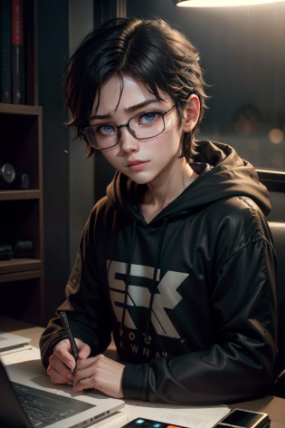 (sharp focus:1.2), an award-winning shot of podcast live stream,a boy kid Lee Joon-gi age 8 year old broadcaster in room with full light neon led computer,wear big nerd eyewear,hoodie, brunette,big large headphone,mic podcast, talking into the microphone, ,thunderstorm outside, dull backlighting, extremely detailed skin, sadness, hopelessness, bleary eyes, (deep shadows:1.1), high contrast, beautiful eyes, absurd, 8k, (high quality: 1.3), , artstation hd, concept art, detailed face and body, award winning photography, (moody lighting:1.2), depth of field , bokeh, 4K, HDR,Detailed.
