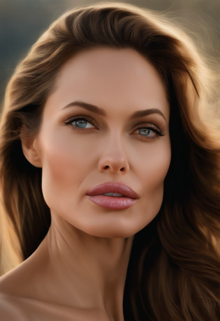 a close up of a woman with long hair and a pink lip, a digital rendering inspired by Martin Schoeller, flickr, hyperrealism, angeline jolie, very beautiful angeline jolie, angelina jolie, with very thin lips, nose of angelina jolie, angelina jolie portrait, portrait of angelina jolie, most beautiful woman on earth, portrait of the angelina jolie