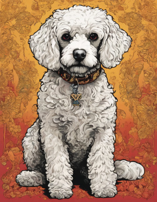 Certamente! Here is a description of an illustration of a miniature Labrador in the style of Naoki Saito: 