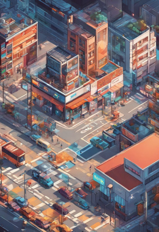 Absurdo, best quality, fantasia, isometric, Knolling estilo de (Cidade urbana, tokyo, noite, escura, letreiro neon), rua, Posts, Sombras, darkeness, (fundo simples ceu escuro)