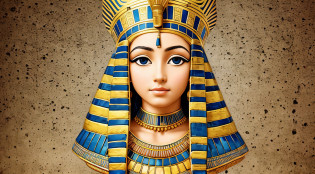 GIRL CHILD blonde with long hair, PORTRAIT of a bust of a mENINA CHILD wearing a hat, wearing an egyptian crown, Nefertiti, ancient egyptian, egipcian, Egyptian makeup, accurate to Egyptian tradition, Egyptian art, maquiagem do Egito, beautiful and huge head ornaments, ancient egyptian art, ancient egyptian art, Egito antigo, Beautiful Cleopatra, Egyptian Princess, princesa libu antiga