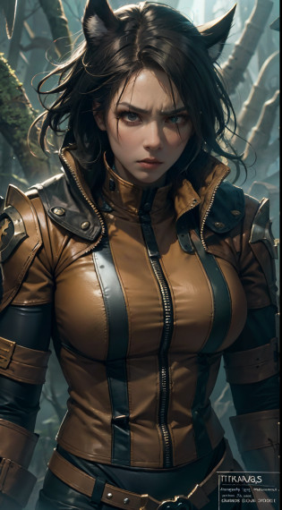 In the primeval forest?Dense bushes?Spooky woods??realisticlying?1.2???hentail realism???tmasterpiece?1.2???best qualtiy???Hyper-detailing???8K?4K??????full body shot shot?1???85mm??Particle light?illuminating??high detal?1.2???Detailed face?1.2??largeeyes?beautiful goddess woman?putting makeup on?s the perfect face?Perfect lighting?1girll?Marvel hero movies?Participated in movies?Wolverine?A corner?Female version of Wolverine?X-Men?Brown hair?Thick ultra-short hair?Wolverine?Landslides and ground fissures?The ground shook?Death glow?Serious look? jaqueta de couro?Sexy tights?Openwork coat?Leather boots?Thin waist and thick hips?upper legs?Faust?huge boob?angry look?green pupills?Wolverine's claws grow on the hands??Wolverine suit?1.2??Gravel background?Broken ground?As Wolverine Logan??No underwear???finelydetailedskin?1.3???nice hand??Detailed hands?detailed back ground, perfect  eyes, Seductive eye, looking at viewert, From the front?cinematric light?edge lit???????Best shadow?delicated?octanerender?unreal-engine?Anger surfaced?