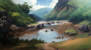 pintura de um rio com uma montanha ao fundo, pintura digital detalhada, 8k resolution digital painting, 8k resolution digital painting, Pintura digital 4K, Pintura Digital de Alto Detalhe, Pintura digital 4k, Pintura digital 8k, pintura digital muito detalhada, pintura digital 4k, lindo pintura digital, oil digital painting, pintura digital bonita, pintura digital de alta qualidade