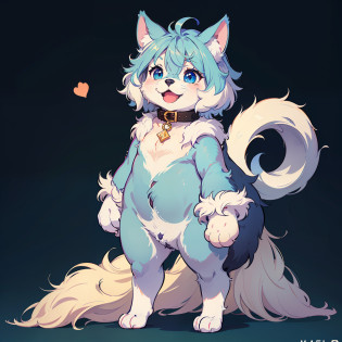 (stand animals),(furry Little animals),todder with Hairy all over,toddler animals hybrid, blue body_fur, (full body hairy:1.5) ,Animal body, solo,1tail, open_mouth, blush,no humans,simple background,full body shot,animal paw,(Fluffy:1.4),The whole body is covered with blue fluffy hair?AbyssOrangeMix2 was used_NSFW's model?Note Delete this line of comment