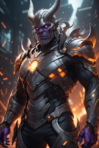 <lora:sh4g0d:0.8>  a sh4g0d (thanos) with red shoulders