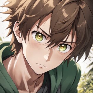 desiludido, Anime boy with brown hair and green eyes looking at the camera, cabelo cacheado, dead expression, Nice realistic portrait, anime semi-realista, detailed anime soft face made by anime painter studio, Retrato anime do homem bonito, realistic anime art style, arte cg anime suave, anime de rosto de alto detalhe, anime semi-realista, estilo anime semi-realista, Retrato estilo anime, homem alto do anime com olhos azuis