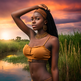African girl with very dark skin, Instagram template, Jeune adolescent de moins de 13 ans, Changer de visage, visage parfait, vrai visage, Real human texture, Same skin color as the girl, Perfect brightness match, Automatic brightness correction, Masterpiece, High quality, K, Chiffre de sablier