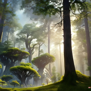 mdjrny-v4 style, masterpiece wallpaper of utopian forest, sunny day, bluesky, (giant trees:1. 3), low angle, white clouds, intricate, elegant, highly detailed, digital painting, artstation, concept art, smooth, sharp focus, illustration, art by artgerm and greg rutkowski and alphonse mucha, 8k