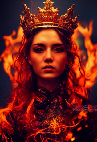 queen of fire character, crown made of flames, photorealistic, epic, dramatic lighting �testp �ar 2:3 --upbeta