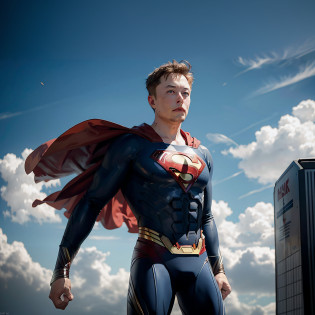 superman statue in a suit with a cape on standing in front of a building, elon musk as a cyborg, justin hartley as superman, superman, elon musk as thor, nicholas cage as superman, japanese dc live-action movie, elon musk as captain america, elon musk as iron man, tom hanks as superman, superhero from the boys tv show, superhero portrait, superman costume