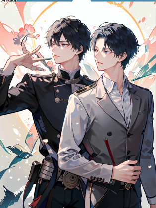 ((??????A masterpice))?Comic art?knights?sirius a and sirius b?high quality fanart?from cryptid academia?inspired by Masanobu Okumura?Two anime handsome men?epic anime style?detailed fan art?Akihiko Inoue and Rostran