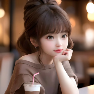 Close-up of a little girl sitting at a table, lovely digital painting, adorable digital art, cute beautiful, Cute little girl, Cute young girl, Realistic cute girl painting, cute portrait, beautiful lovely, Cute and lovely, with cute doting eyes, Young and cute face, Cute girl, adorable expression, cute kawaii girls, portrait cute-fine-face