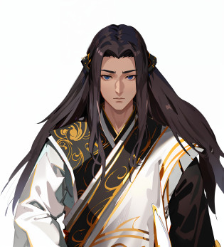 Close-up of long-haired and long-sword characters, Hirase Shenyao, Onmyoji portrait, inspired by Guan Daosheng, handsome guy in demon killer art, inspired by Yang Jin, inspired by Zhang Senyao, inspired by Wu Bin, flowing hair and robes, inspired by Wu Daozi, Bian Lian, inspired by Huang Shen, sense of volume, three-dimensional, rich detail portrayal, master's works, 3D modeling, long hair, hair, amazing detail portrayal