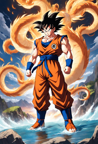 Dragon Ball Goku?Great ape, full body portrait?of a real?Facial features are carefully depicted?Realistic skin texture?Dark style?depth of fields?high light?Real light?Ray traching?oc rendered?Hyper-realistic?best qualtiy?8K?Works of masters?super-fine?Detailed pubic hair?Correct anatomy?sharp focus on eyes?facial features are carefully depicted. Goku Disfrutando de Fideos Chinos en un Restaurante
