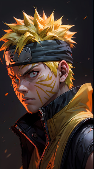 Naruto, Naruto uzumaki, Create a mascular Naruto uzumaki avatar, a close badass look. Inspired by Naruto uzumaki from Naruto, photo (photorealism) (realistic) (ultra HD) (8k wallpaper) (fine details) (extreme details on face)