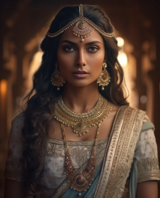 beautiful indian princess, gorgeous, close-up portrait, intricate, elegant, volumetric lighting, scenery, highly detailed, artstation, sharp focus, movie still, k-drama, hyper-detailed, stunning composition, epic lighting, 32k, uhd resolution, shot on Hasselblad H6D-400c Multi-shot, Mitakon Speedmaster 65mm f/1. 4 XCD --c 10 --q 3 --ar 25:31 --v 5. 1 --style raw --s 750 --v 5. 1