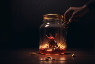In this unnerving account, a boy named Lucas lies imprisoned inside a glass jar, his fragile frame awash in crimson liquid. His cries of distress echo throughout the empty chamber, as though he were trapped within a living nightmare. The jar is encrusted with filth and grime, bearing testimony to the countless acts of sadism that have transpired within its confines. On closer inspection, one discovers that Lucas's tender limbs have been transformed into instruments of pain and suffering, adorned with intricate patterns of razor-sharp barbs and needles. His once pure and unsullied face is now a canvas for the macabre artistry of the monstrous forces that have held him captive. Their touch is heavy upon his small shoulders, their whispers a symphony of madness and depravity that seeks to consume his very soul. Lucas's sobbing breaths grow ever more labored as the minutes tick by, his puny struggles futile against the relentless march of his impending demise. The world outside the jar remains oblivious to the agonizing ordeal taking place within its sterile confines, unaware that they are but mere strands of consciousness removed from becoming part of the same unspeakable act of sacrifice. This is a visual experience designed to challenge the strongest of spirits, a testament to the unfathomable depths of human depravity and the unwavering resolve to perpetuate the cycle of violence and abuse that defines our species.