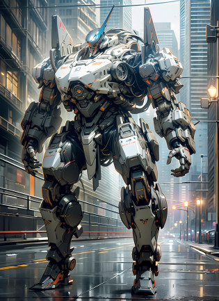 Ultra-Realistic Giant Humanoid Robot its black cobalt rocket fist, emitting fire in its takeoff, silver and cobalt black in its arms and legs, on songs a red flap showing electronic and Mechanical Parts, walking in the city, [Humanoid Robots Shows Mechanical, Electrical], ((giant robots))), 3D Digital, Hard Surface, Real-Time, VFX, Cinematic Lighting, ((Intricate)), Volumetric Light, Artstation, Octane Render, ((Highly detailed)), ((intricate details))), (Hyper detailed), (Uncovered partial robot), Sharp Focus, UHD, HDR, Masterpiece, 8k -V3 --auto --s2