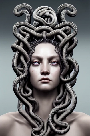 medusa, symmetrical portrait, insanely detailed and intricate digital illustration by Huang Guangjian, Omar Ortiz, Irakli Nadar, a masterpiece, close-up, 8k resolution, sharp focus, 3D, unreal engine