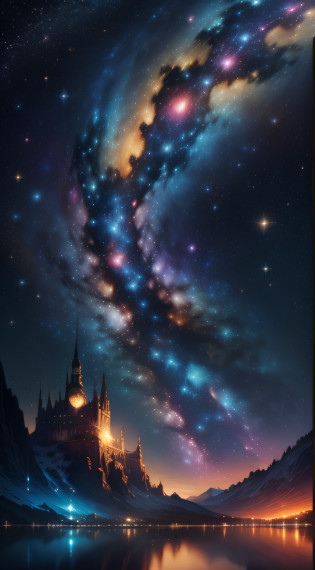 ((masterpiece)),((best quality)), 8k, high detailed, ultra-detailed, It shows the gorgeous scene of the starry sky((Vast and spectacular), (Stars shine), (Wonders of the universe))(Countless twinkling stars are shown in the picture?Fill the entire sky?It constitutes a beautiful starry sky scene in the universe)(Starlight fills the picture?Shimmering with a variety of colors and brightness?It creates an atmosphere of mystery and grandeur)(This picture immerses people in the wonder of the universe?Feel the endless vastness and mysterious power of the universe?Arouse people's desire to explore the universe and the spirit of exploration)