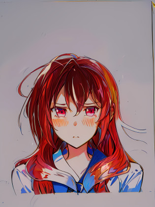 drawing of a girl with long hair and a tie, an anime drawing, anime shading), anime shading, anime drawing, anime style drawing, anime sketch, a manga drawing, manga drawing, flat anime style shading, with out shading, anime portrait, portrait of an anime girl, inspired by Matsumura Goshun, anime face, anime character, anime style portrait