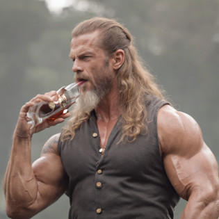 Biceps gigante, odin robusto, barbudo, loir�o, thor, elegante, terno, smoking, bem vestido, em um bar, pub, Triplo H, Shawn michaels, edge, thor, cerveja, smoke billowing, bar quebrado, pancadaria, briga de bar, quadros, tiros, luvas pretas, sun glasses, plaits, anos 80, mulheres, sexy, kevin nash
