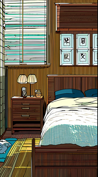 obra-prima, detalhe intrincado, melhor qualidade, Night scenery, quarto escuro, cortinas fechadas, 1girl, jovem, 12 anos de idade, garota deitada na cama, garota dormindo, garota de olhos fechados, garota coberta, solo, sleeping girl, deitada, dormindo, deitada na cama, coberta, sonhando, one-room scenario, garota em cima da cama deitada, garota coberta, medium hair, cabelo preto, cabelo liso, pijama, franja, mangas longas, bedside chest of drawers, abajur, Alarm clock,